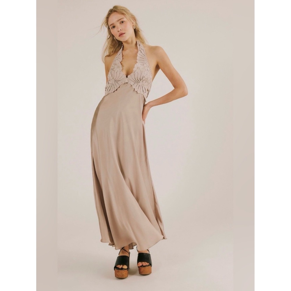 Petal Party Midi Halter Dress NWOT mushroom